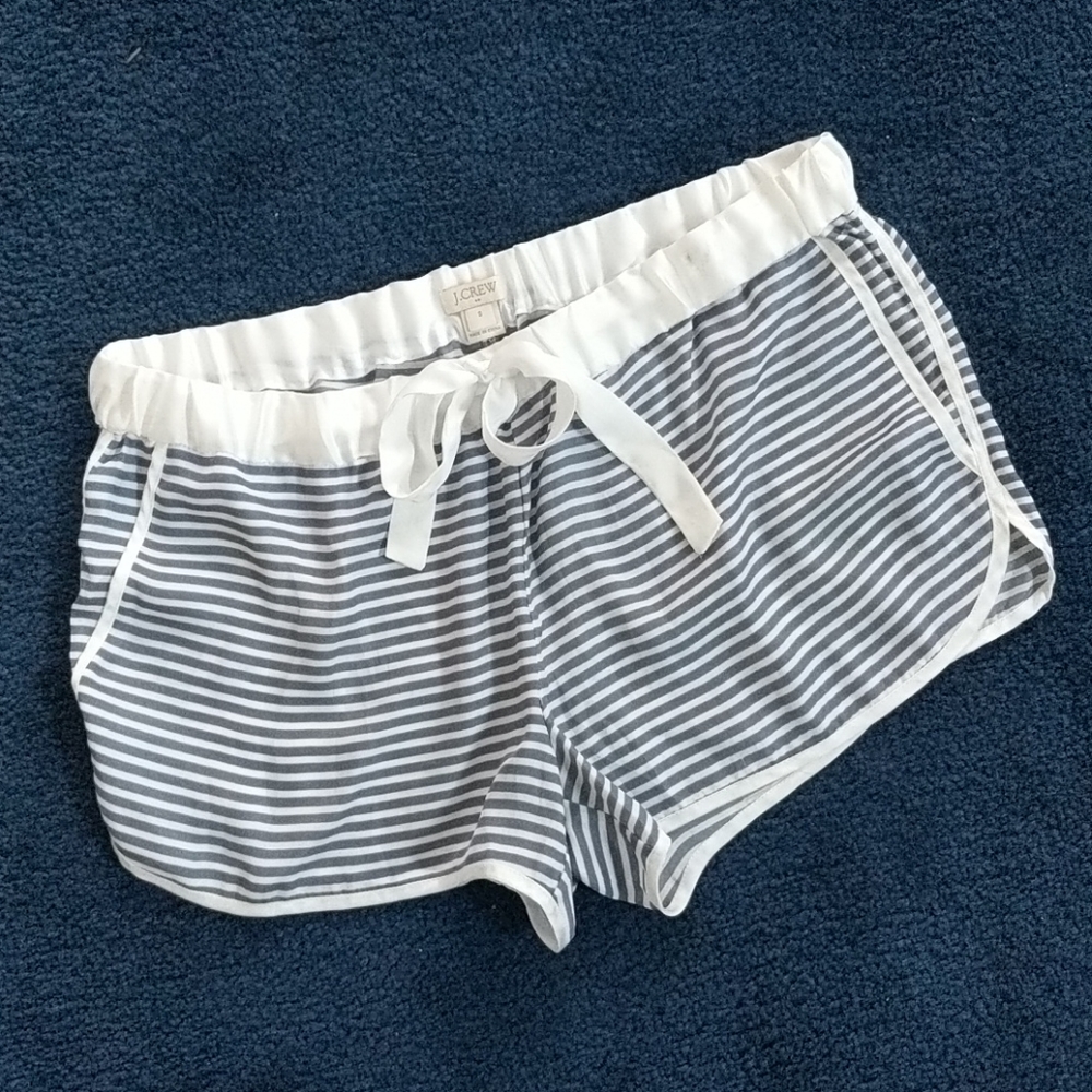 J Crew silky striped sleep shorts small
